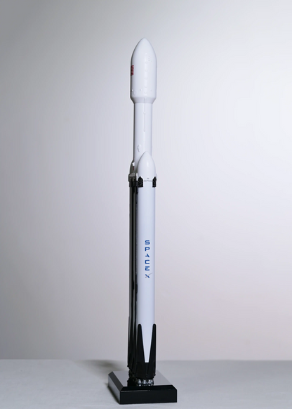 Falcon Heavy rocket side view and SpaceX logo